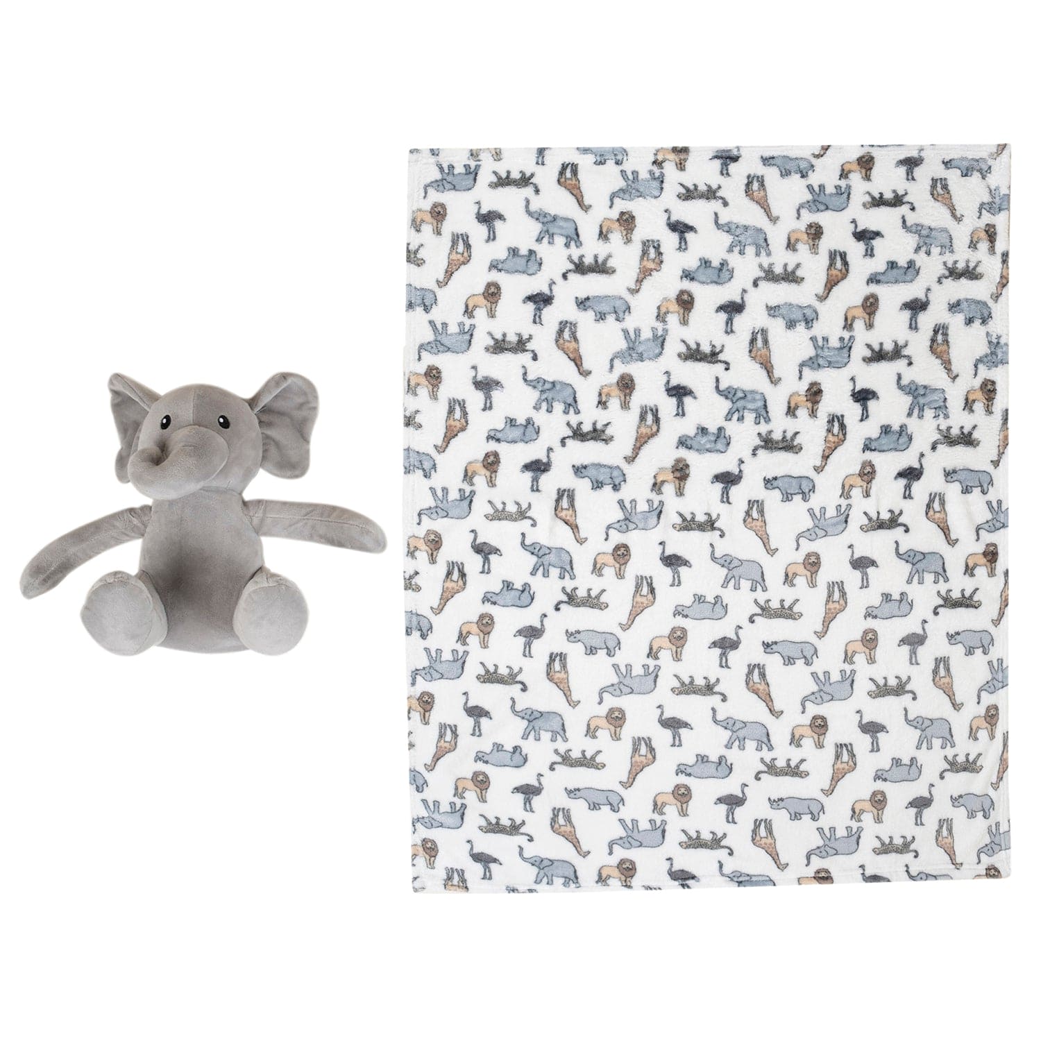 Baby Moo Elephant Snuggle Buddy Soft Rattle and Plush Blanket Gift Toy Blanket - Grey