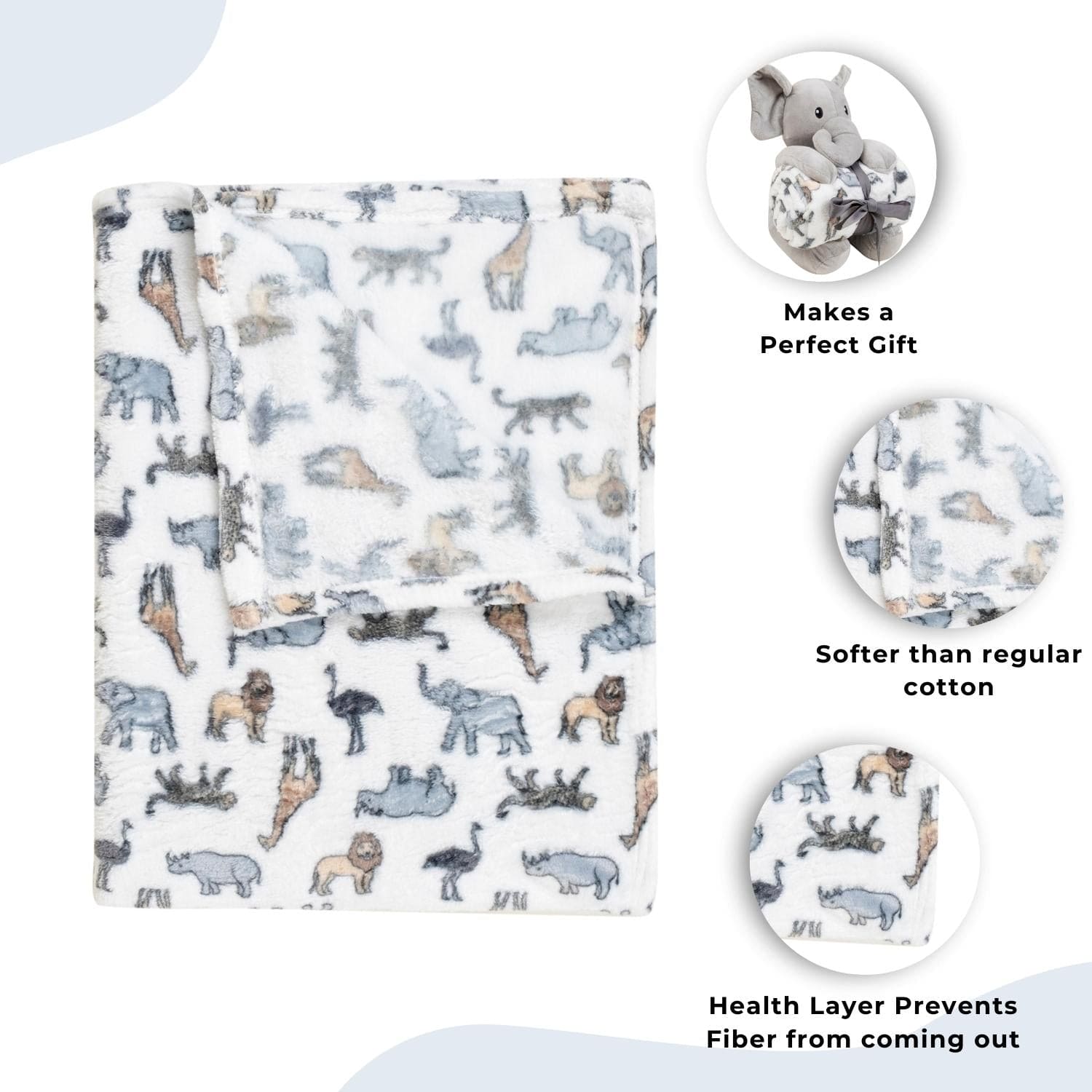 Baby Moo Elephant Snuggle Buddy Soft Rattle and Plush Blanket Gift Toy Blanket - Grey