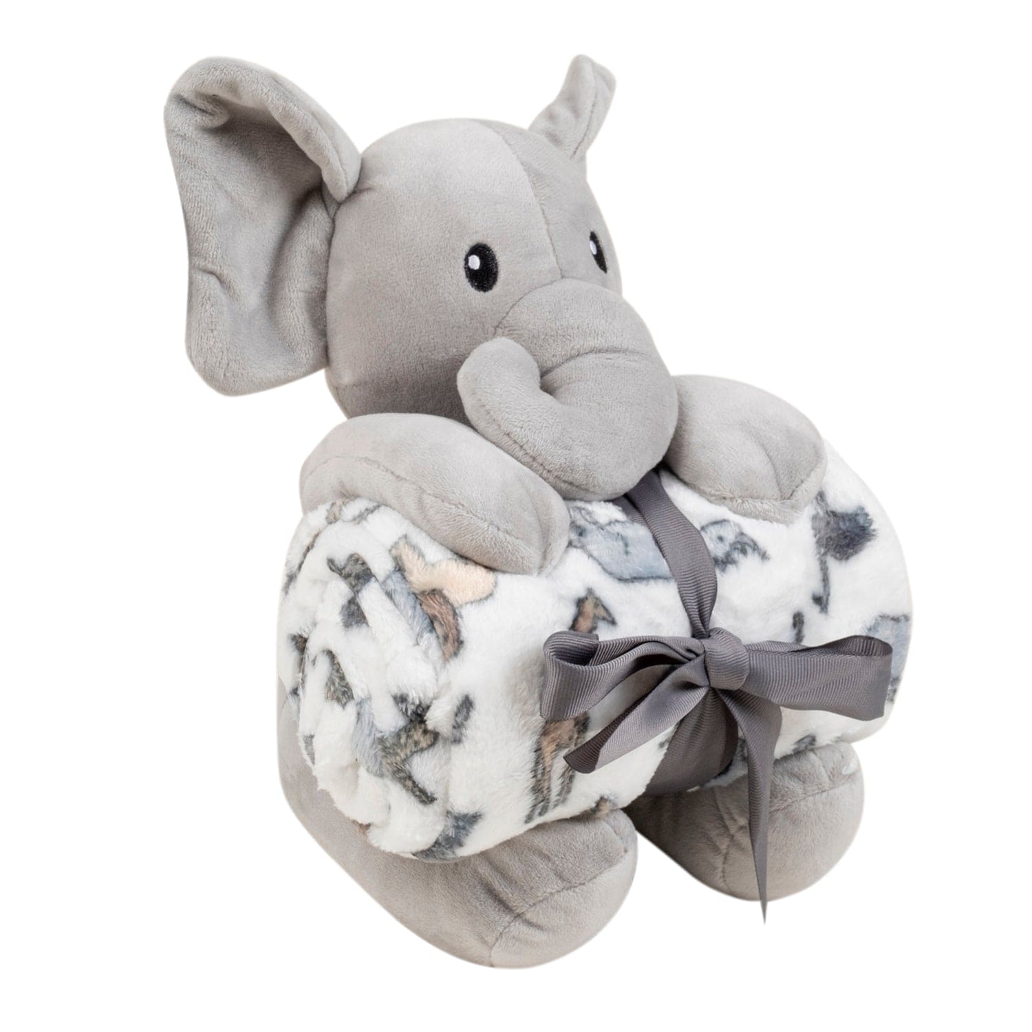 Baby Moo Elephant Snuggle Buddy Soft Rattle and Plush Blanket Gift Toy Blanket - Grey