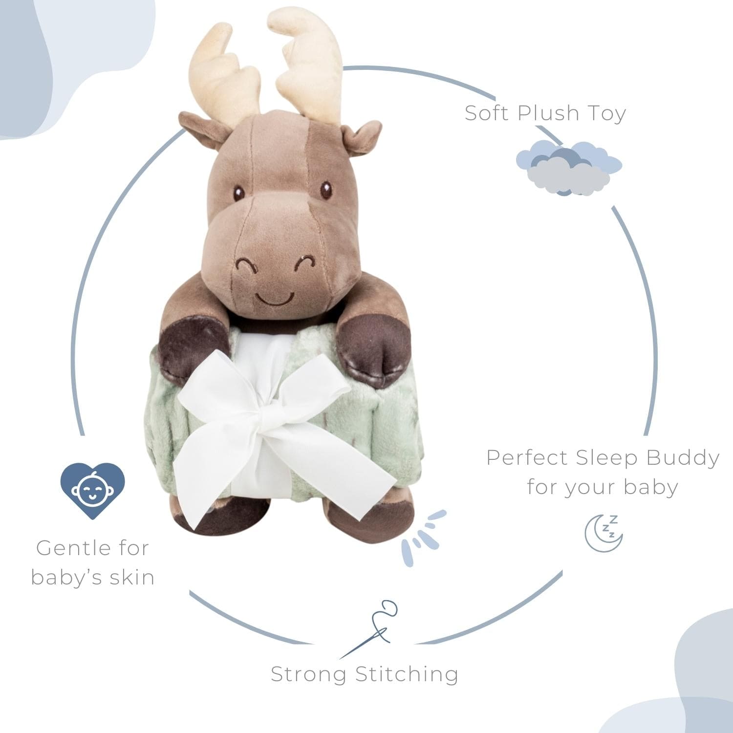Baby Moo Reindeer Snuggle Buddy Soft Rattle and Plush Blanket Gift Toy Blanket - Brown