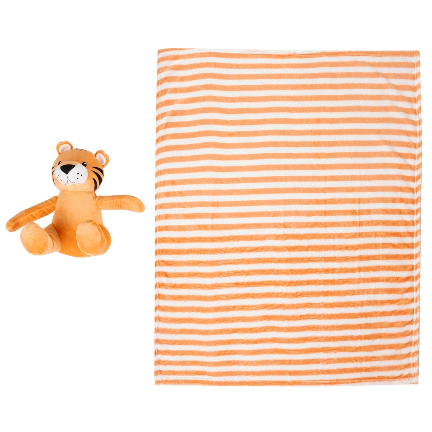 Baby Moo Tiger Snuggle Buddy Soft Rattle and Plush Blanket Gift Toy Blanket - Orange