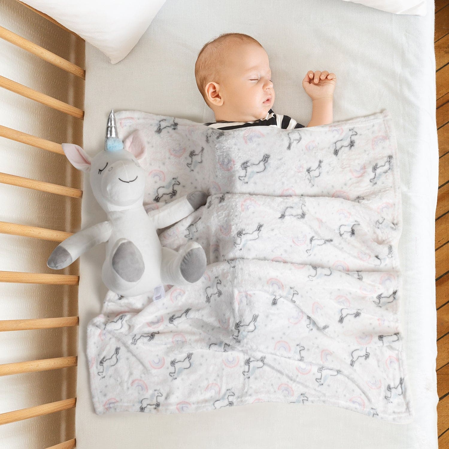 Baby Moo Unicorn Snuggle Buddy Soft Rattle and Plush Blanket Gift Toy Blanket - Pink