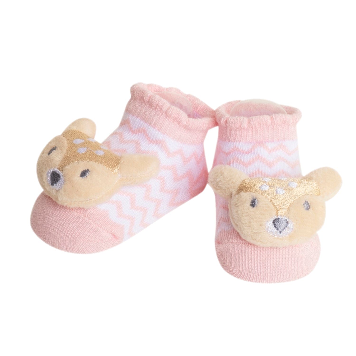 Baby Moo 3D Owl And Teddy Cotton Ankle Length Fancy Infant Gift Set of 2 Socks Booties - Grey, Pink