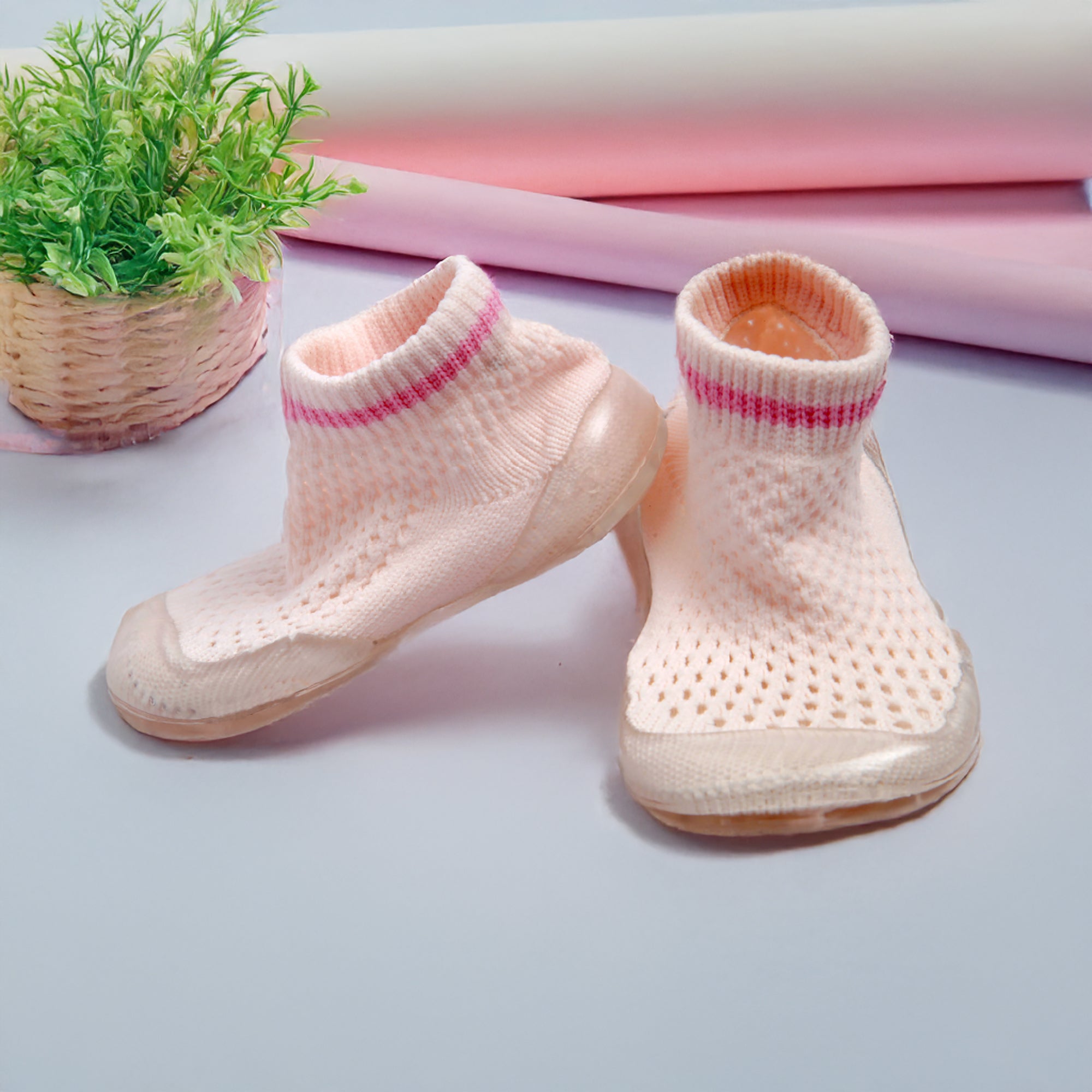 Comfy Knitted Pink Slip-On Shoes
