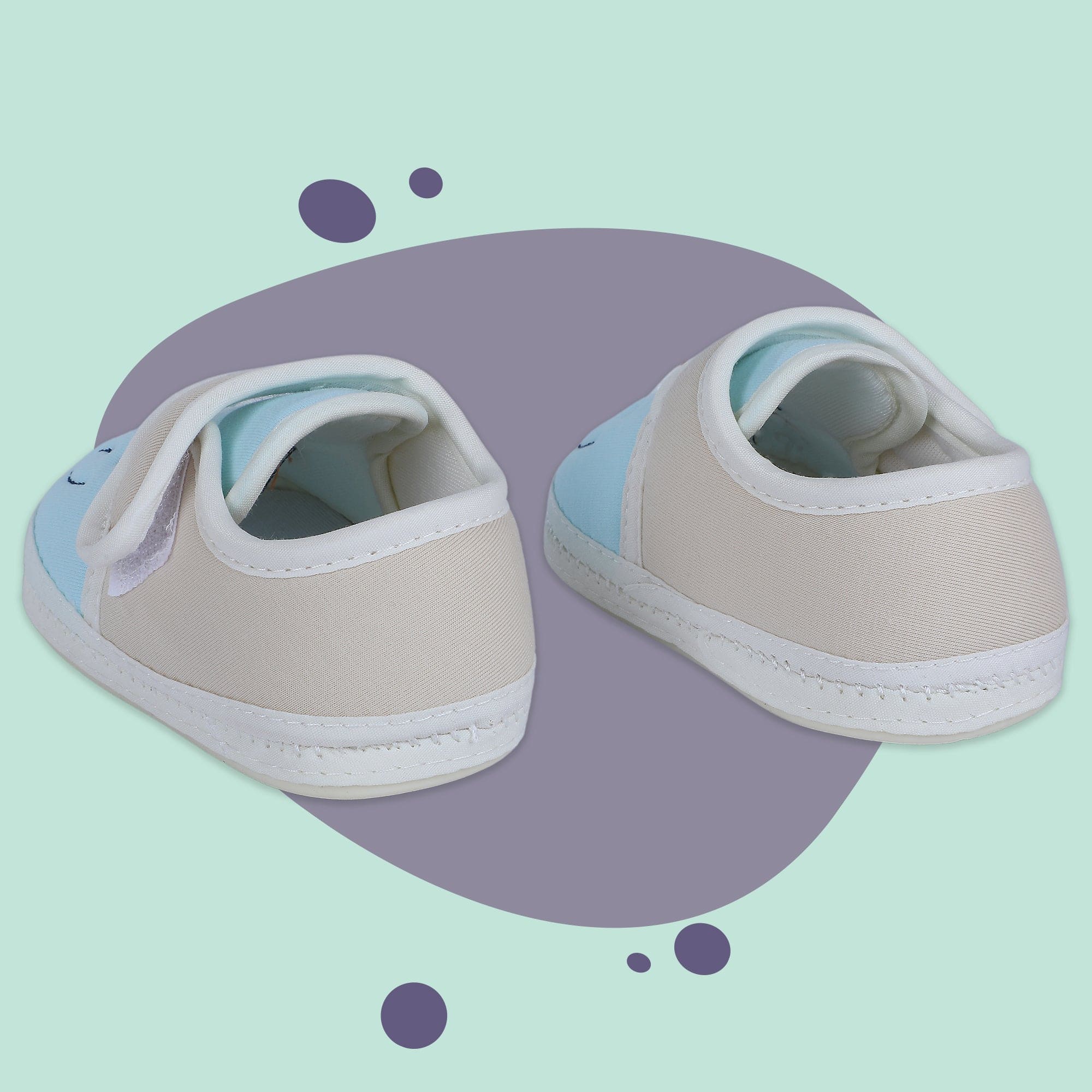 Baby Moo Smiling Bear Soft Sole Anti-Slip Booties - Blue