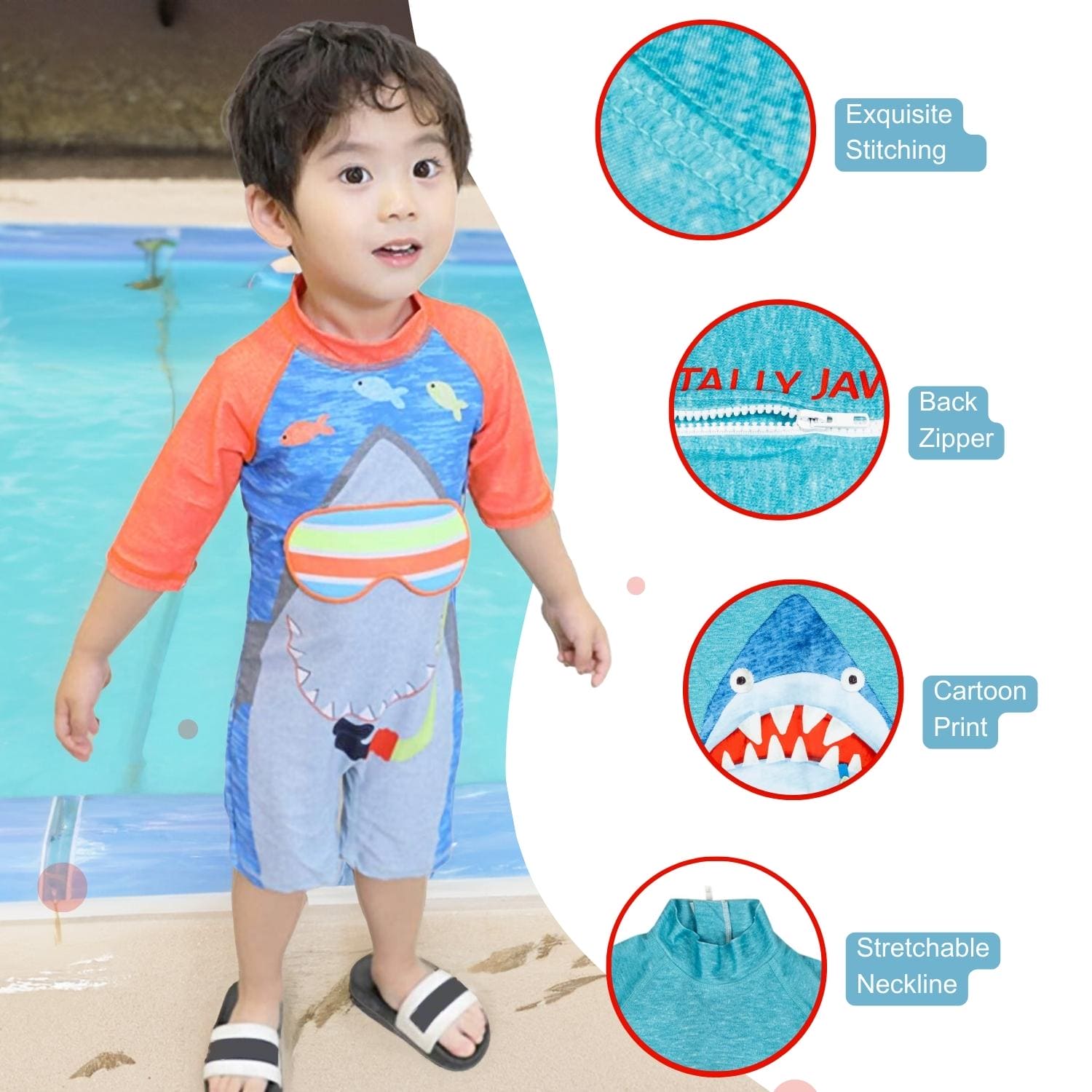 Baby Moo Scuba Beach Bodysuit One-Piece Swimsuit Pool Swimming Costume - Blue