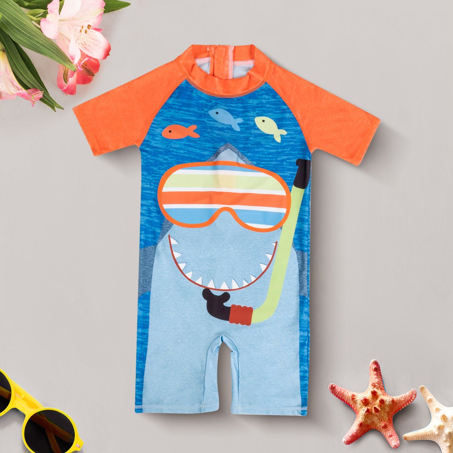 Baby Moo Scuba Beach Bodysuit One-Piece Swimsuit Pool Swimming Costume - Blue