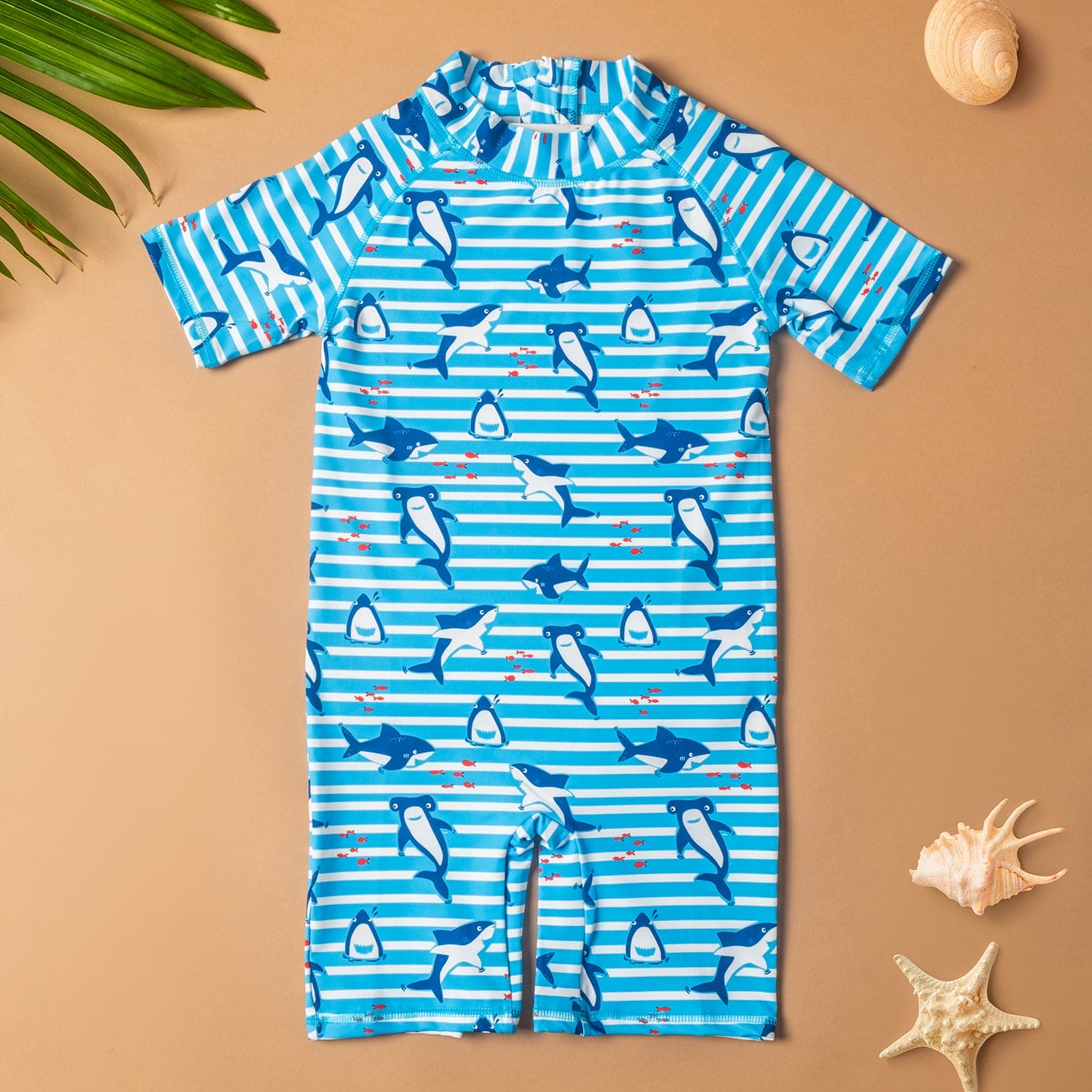Baby Moo Playing Dolphin Beach Bodysuit One-Piece Swimsuit Pool Swimming Costume - Blue