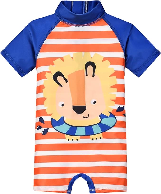 Baby Moo Playing Lion Beach Bodysuit One-Piece Swimsuit Pool Swimming Costume - Orange