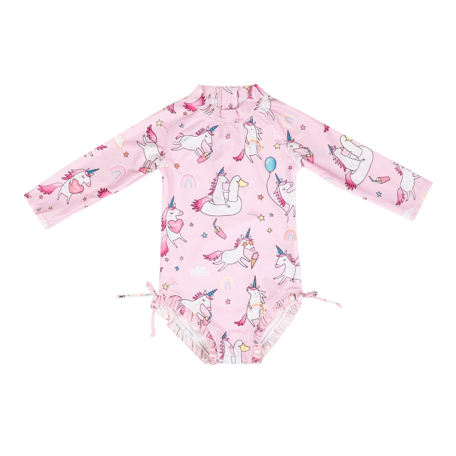 Baby Moo Playing Unicorn Beach Bodysuit One-Piece Swimsuit Pool Swimming Costume - Pink