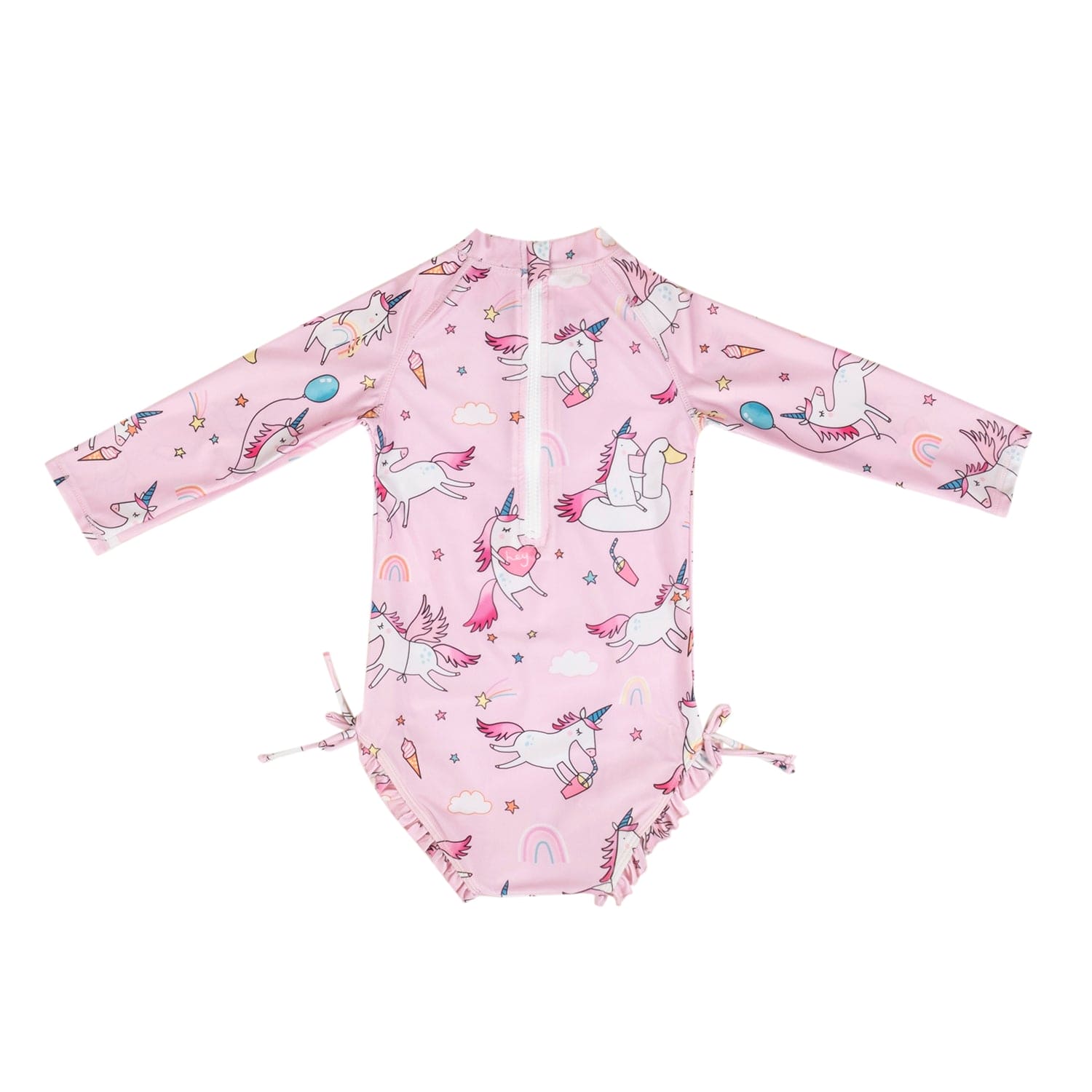 Baby Moo Playing Unicorn Beach Bodysuit One-Piece Swimsuit Pool Swimming Costume - Pink