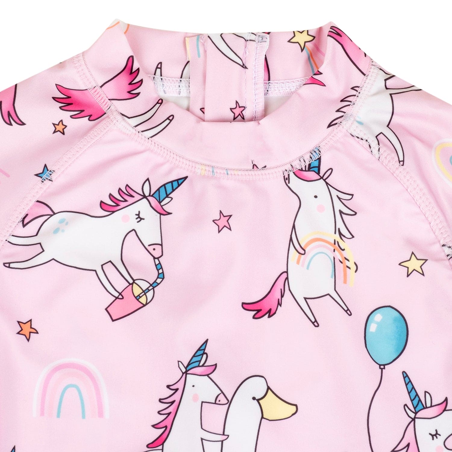 Baby Moo Playing Unicorn Beach Bodysuit One-Piece Swimsuit Pool Swimming Costume - Pink