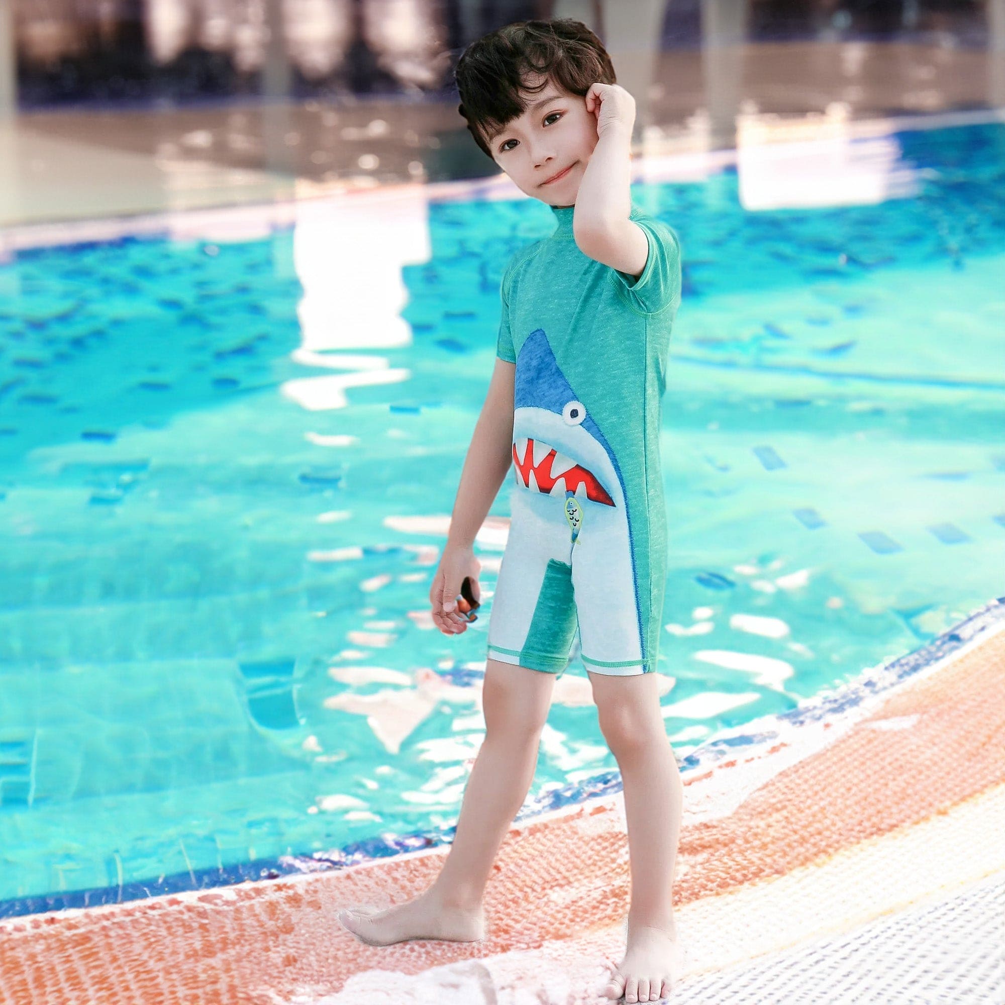 Baby Moo Shark Beach Bodysuit One-Piece Swimsuit Pool Swimming Costume - Sea Green