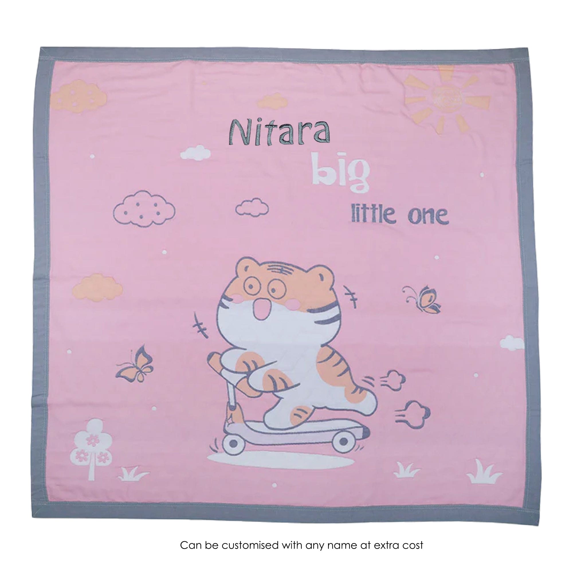 Baby Moo Wild Tiger All Season Medium Muslin Blanket - Pink