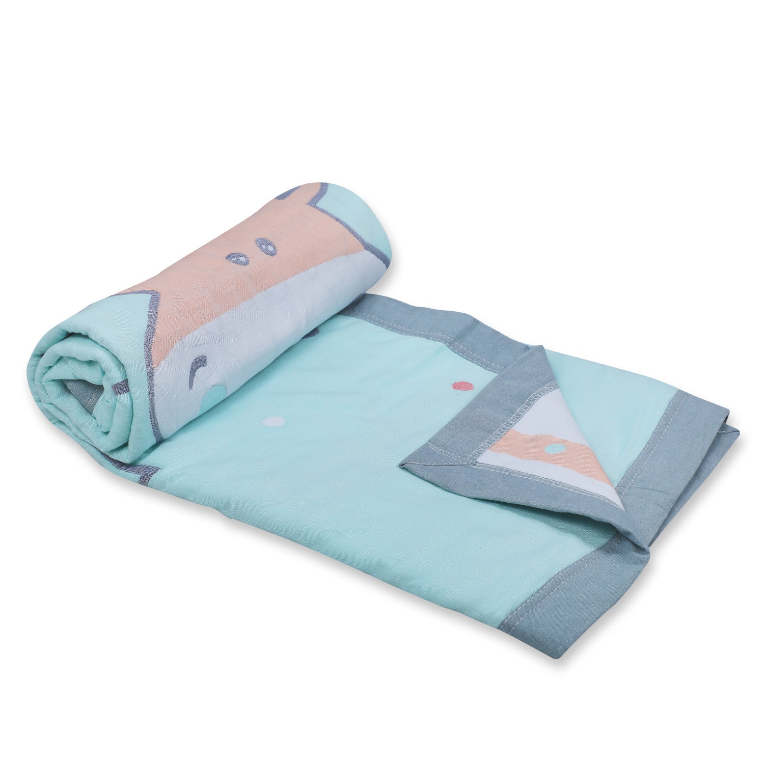Baby Moo Giraffe All Season Medium Muslin Blanket - Mint Green - Baby Moo