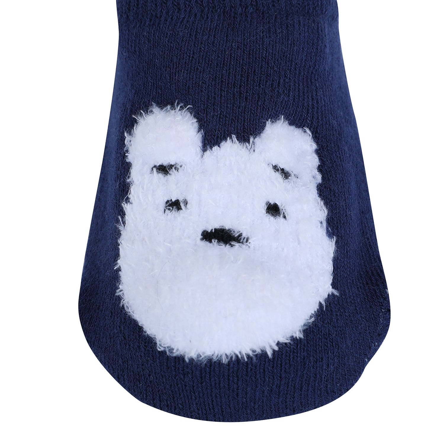 Baby Moo Bear Face Cotton Anti-Skid 2 Pair Socks - Grey - Baby Moo