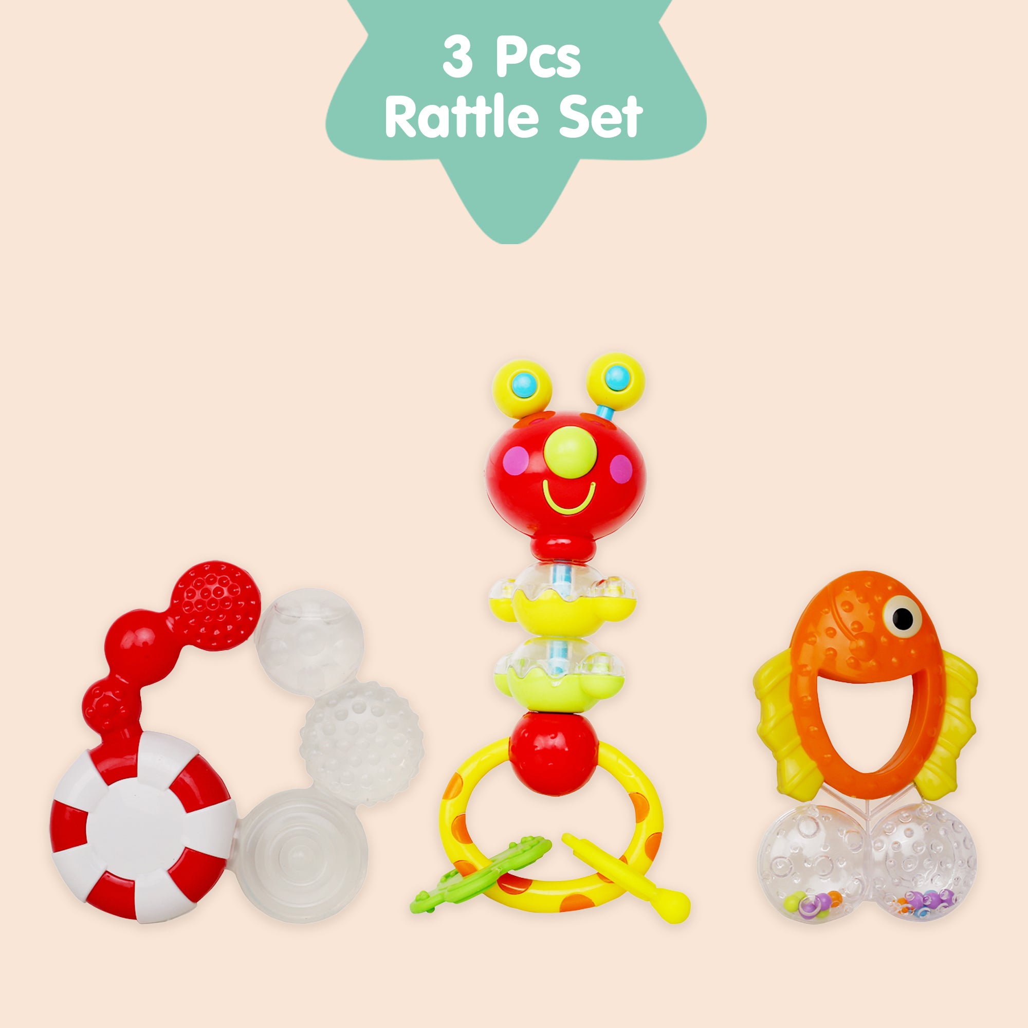 Fish Multicolour Set Of 3 Rattle Toy