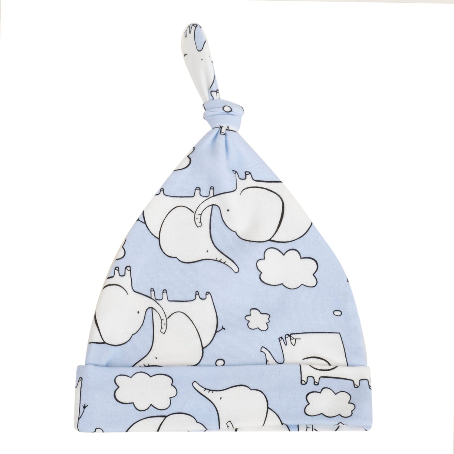 Baby Moo Elephant Knotted Infants Ultra Soft 100% Cotton All Season Pack of 3 Caps - Blue