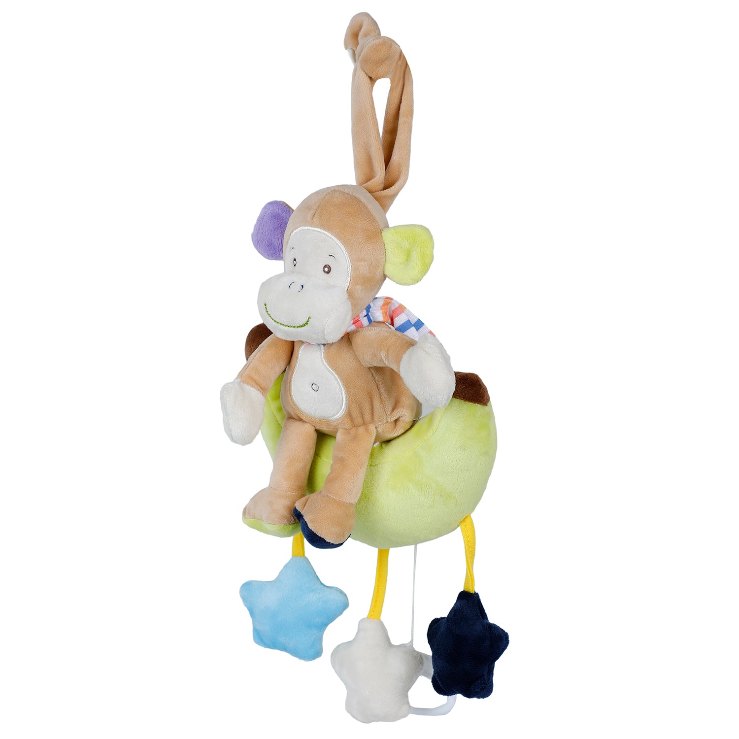 Baby Moo Monkey On Moon Hanging Musical Pulling Toy - Green