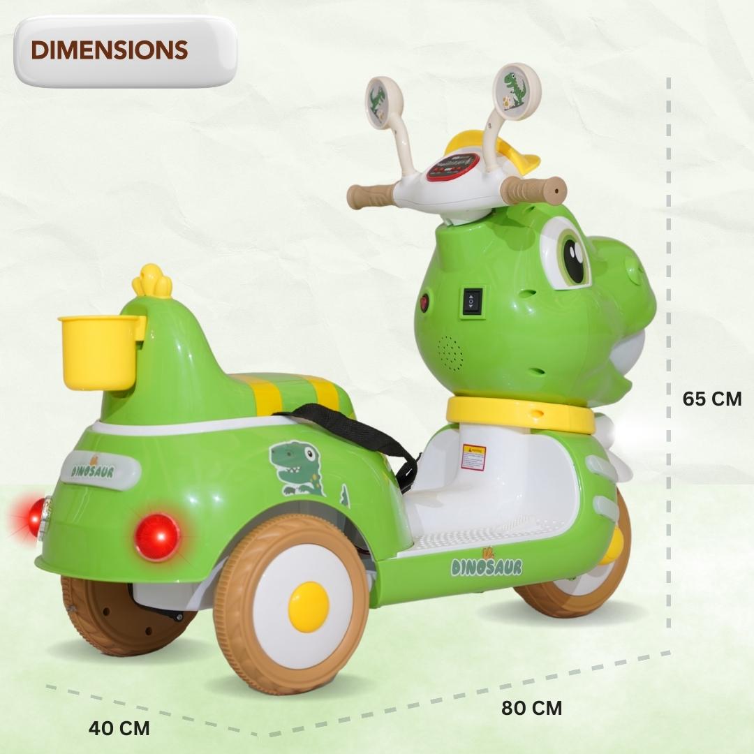 Baby Moo Whimsical Cartoon Kids Electric 3-Wheel Motorcycle Scooter Rechargeable Battery-Powered with Music & Lights Toddler Ride-On Bike Toy for Imaginative Adventures - Green