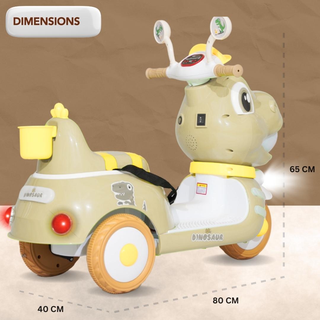 Baby Moo Whimsical Cartoon Kids Electric 3-Wheel Motorcycle Scooter Rechargeable Battery-Powered with Music & Lights Toddler Ride-On Bike Toy for Imaginative Adventures - Off White