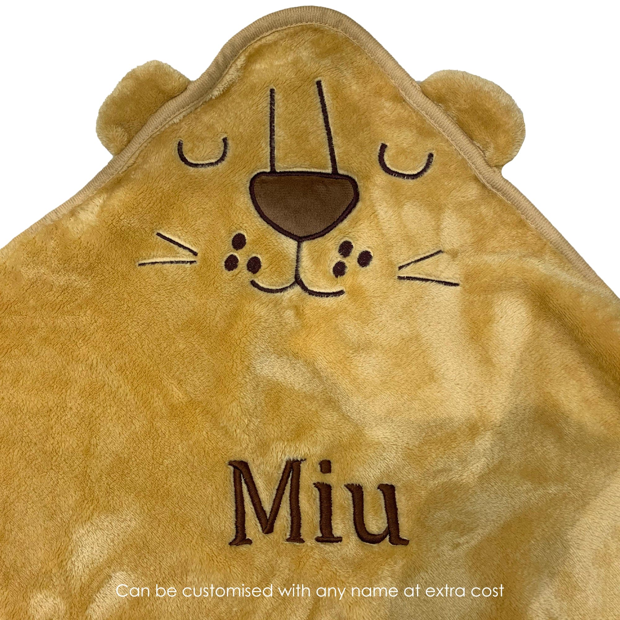 Baby Moo Lion Applique with 3D Ears Soft Blanket - Brown