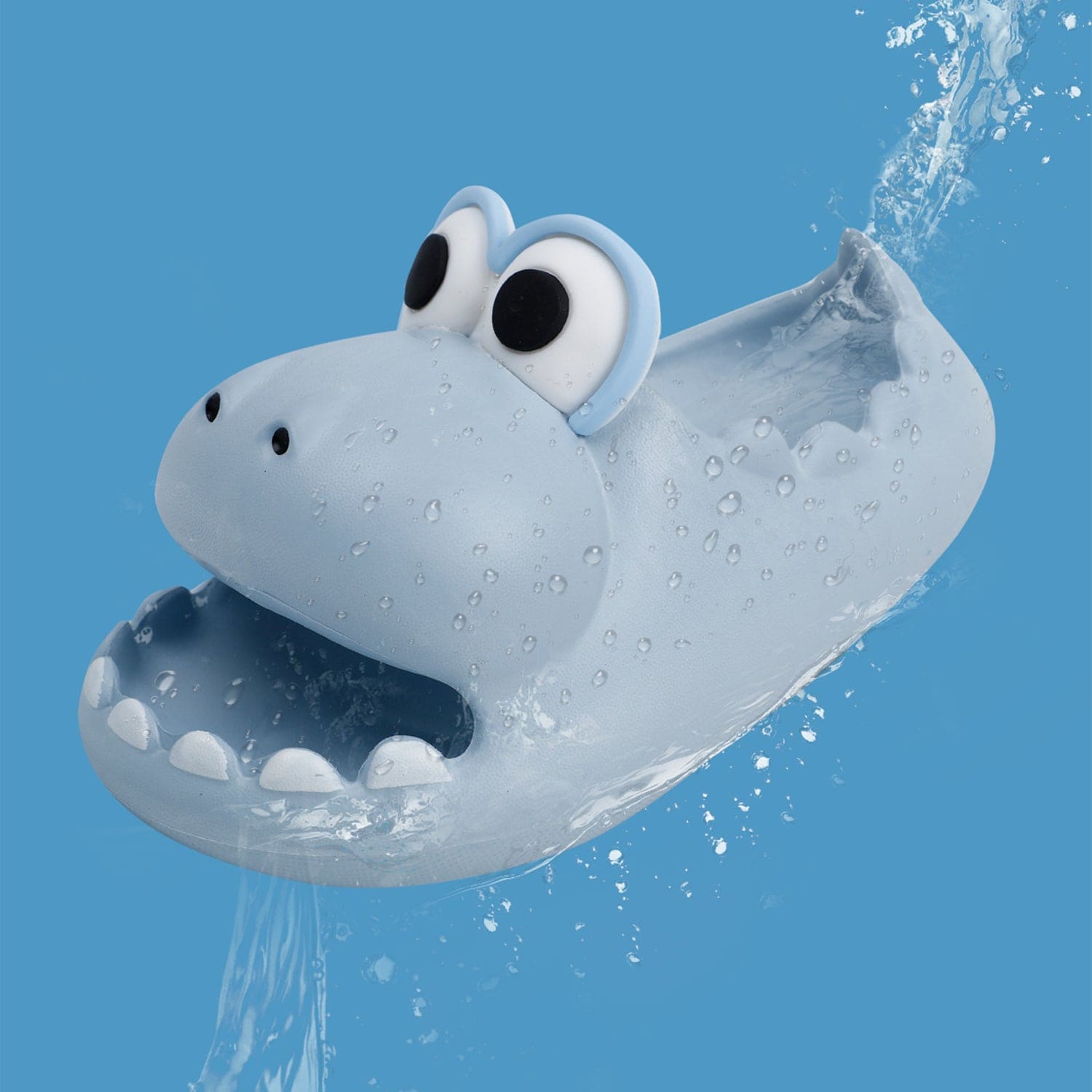 Baby Moo Crocodile Beach Slippers 3D Cartoon Sliders - Blue