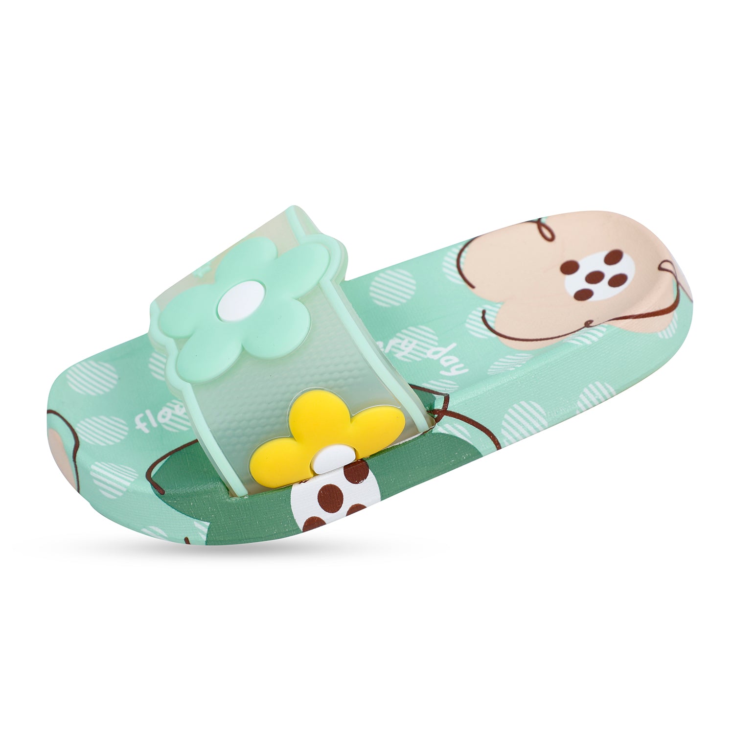 Baby Moo Floral 3D Beach Slippers Sliders - Sea Green - Baby Moo