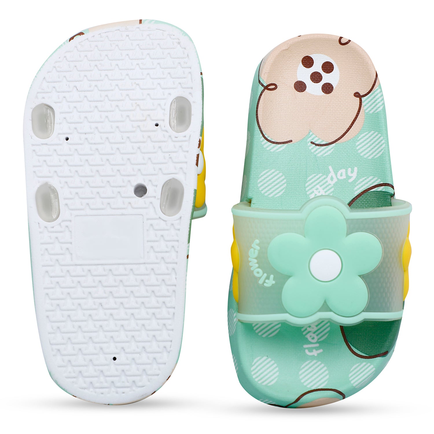 Baby Moo Floral 3D Beach Slippers Sliders - Sea Green - Baby Moo