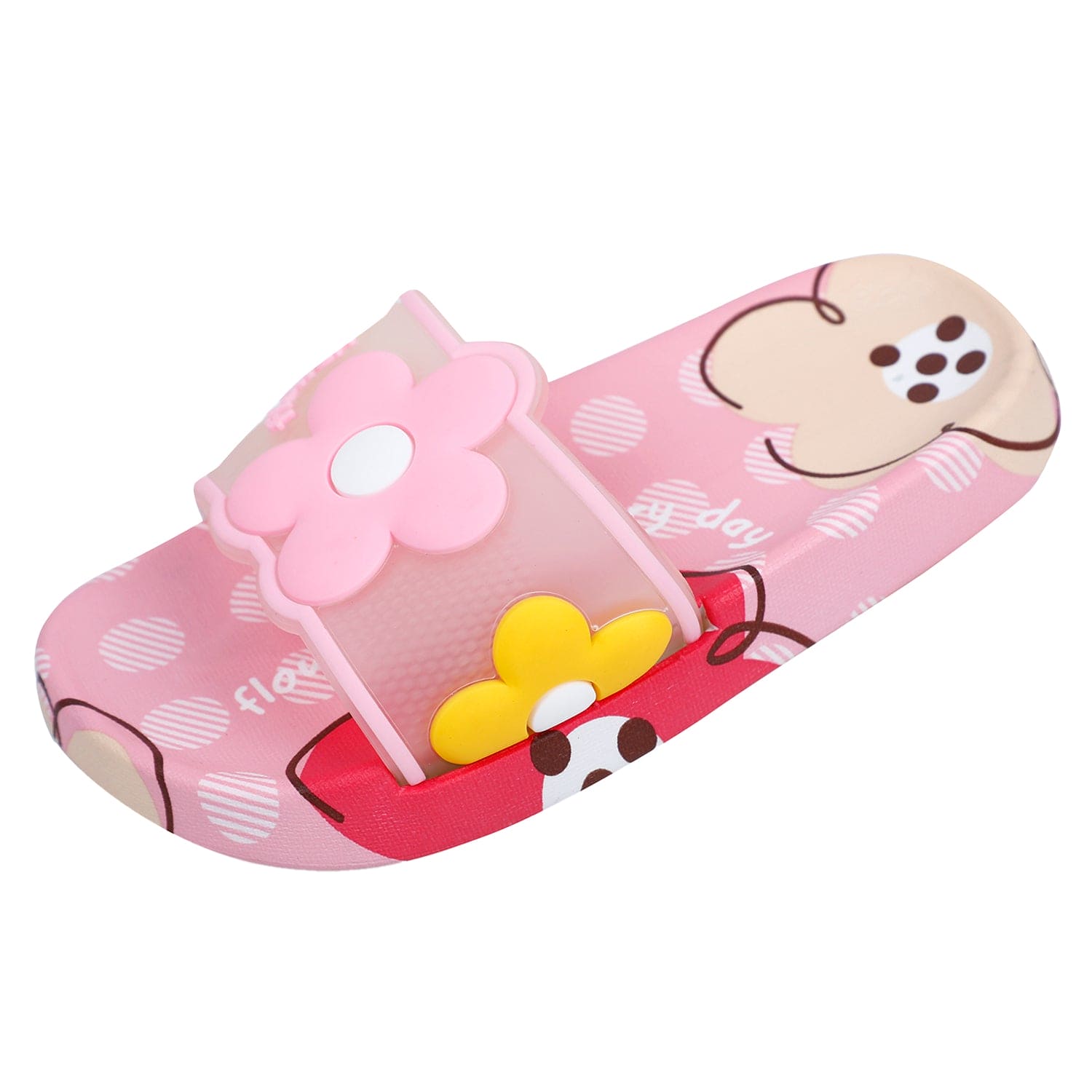 Baby Moo Floral 3D Beach Slippers Sliders - Pink
