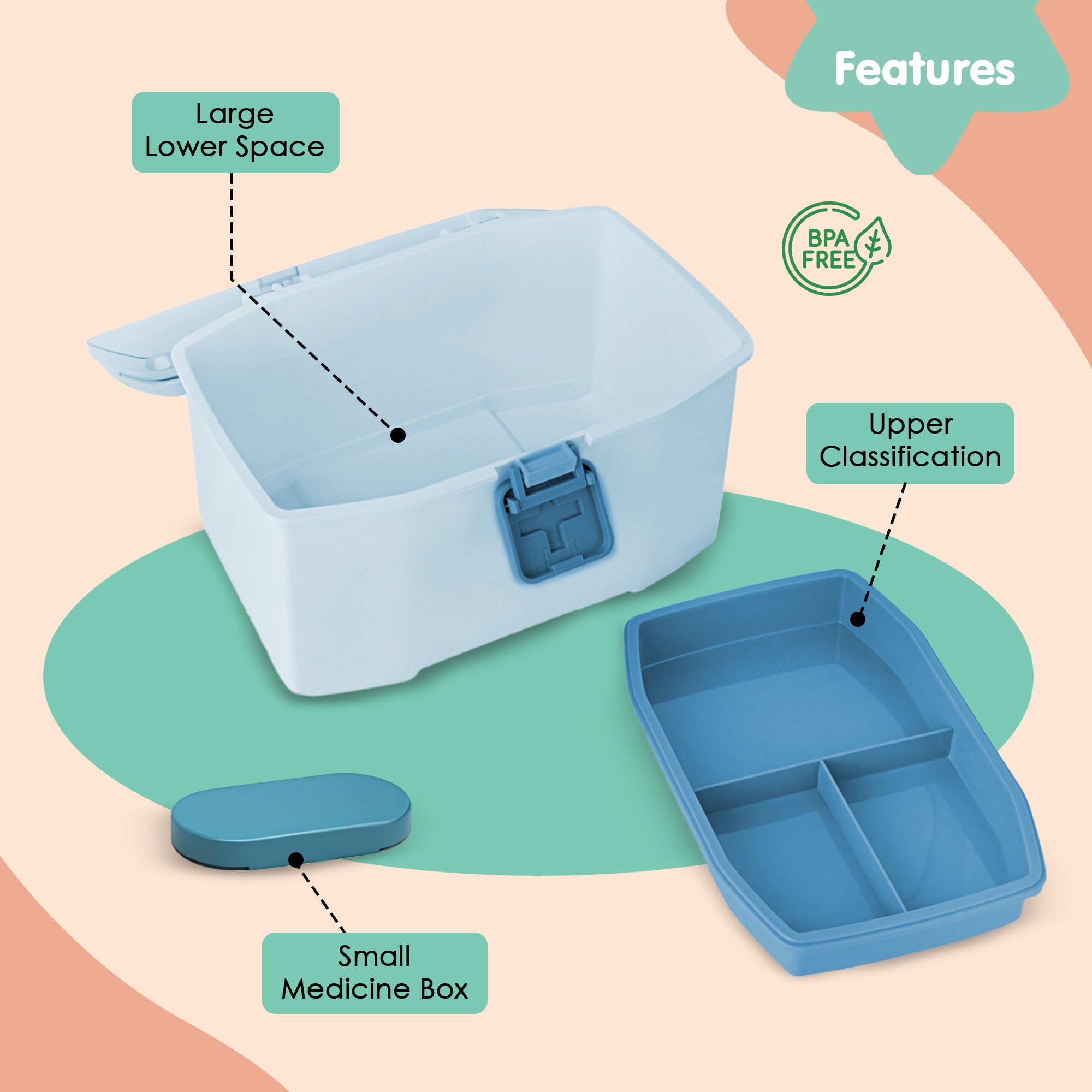 Baby Moo Large Blue Medicine Box