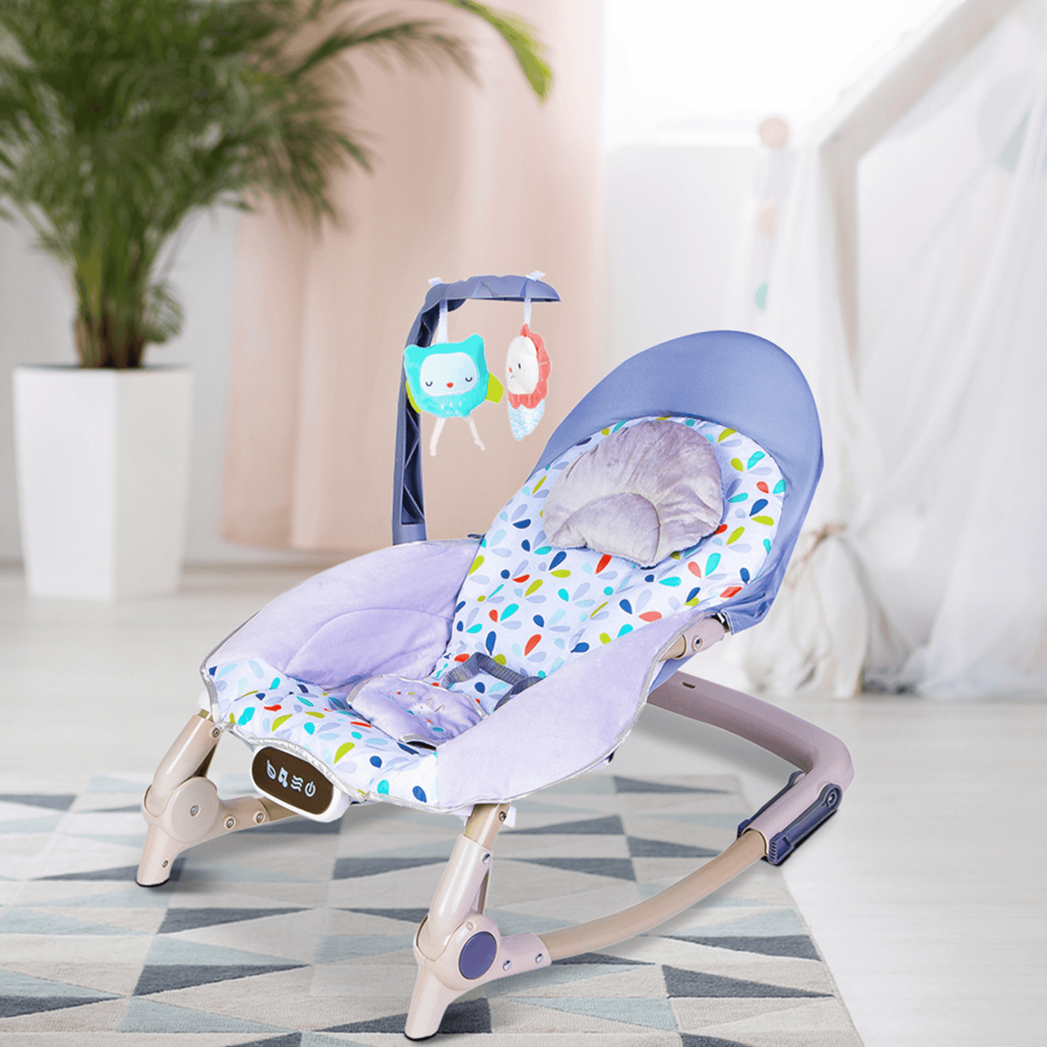 Automatic 3 Position Seat Recliner Bouncer Floral Grey