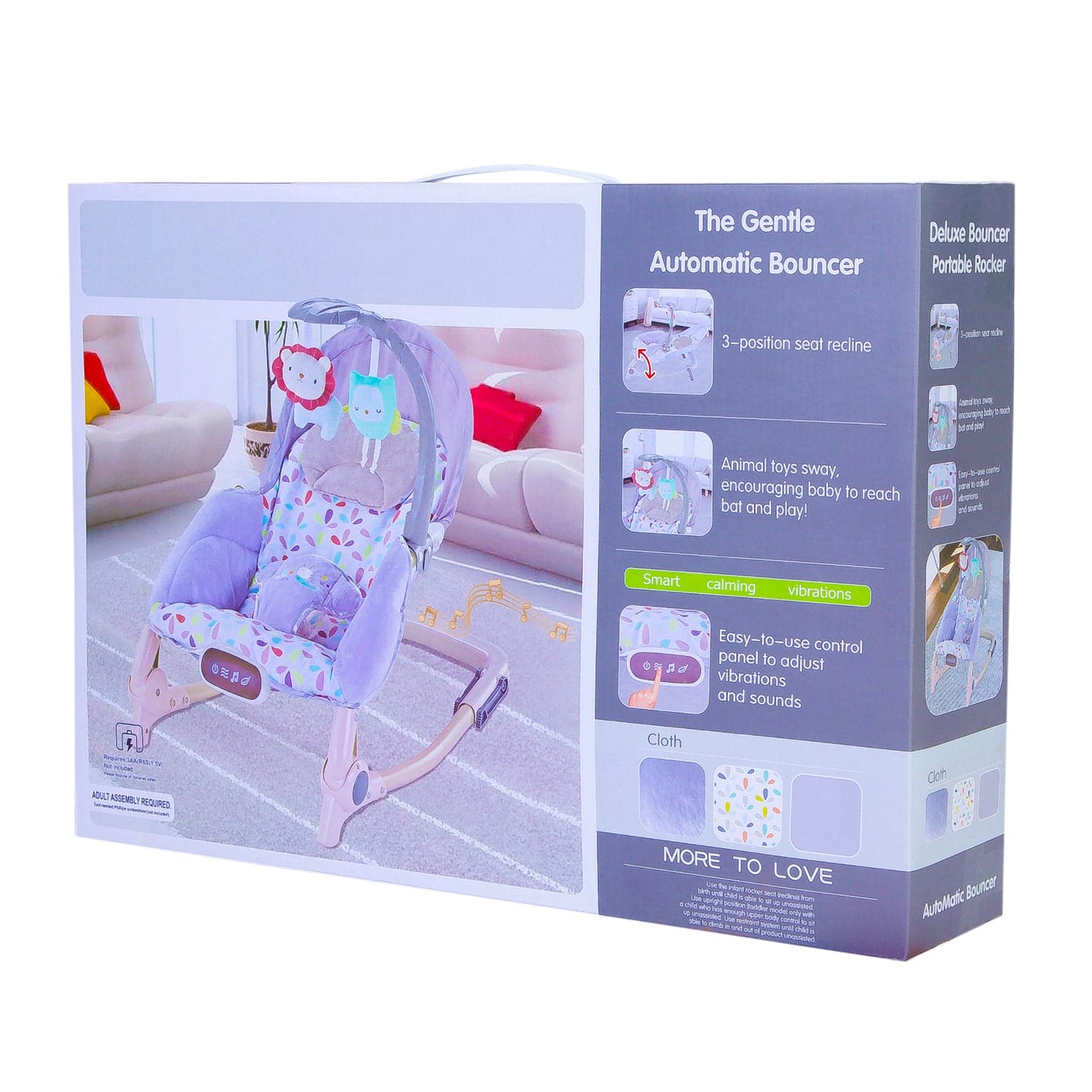 Automatic 3 Position Seat Recliner Bouncer Floral Grey