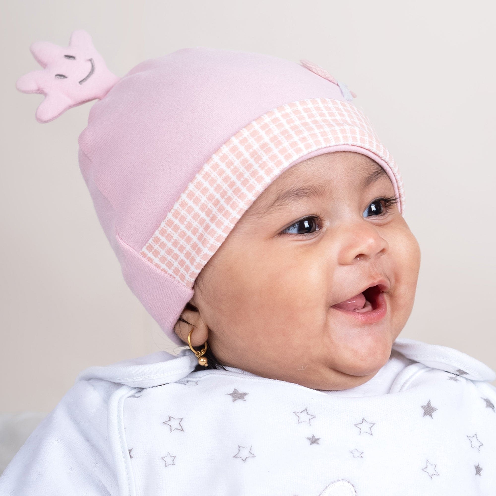 Baby Moo Antler All Season Stretchable Hosiery Warm 3D Beanie Cap - Pink