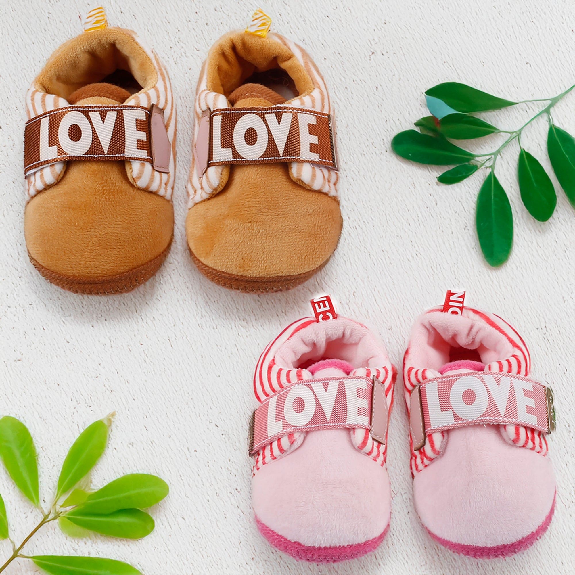 All About Love Brown And Pink 2 Pk Booties