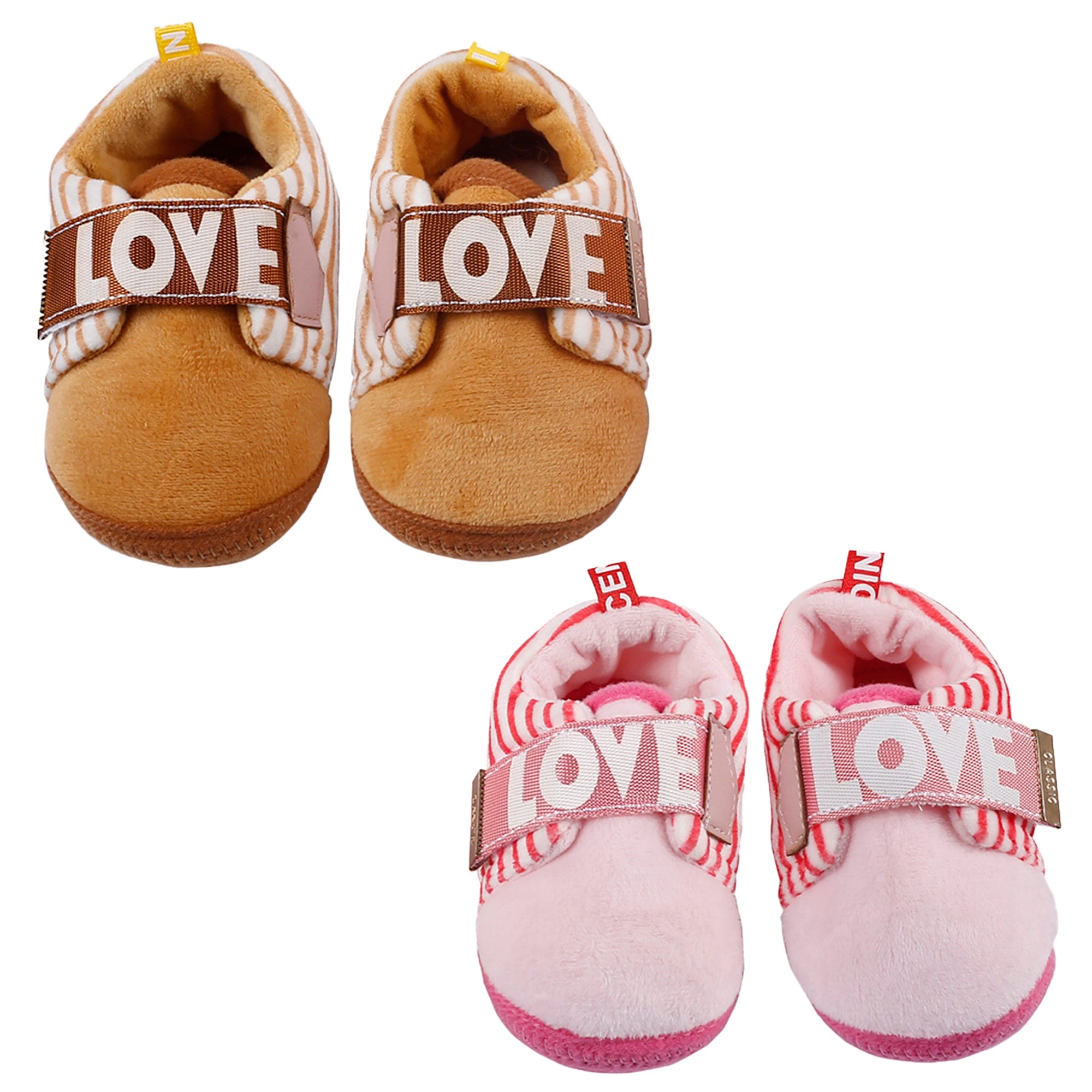 All About Love Brown And Pink 2 Pk Booties
