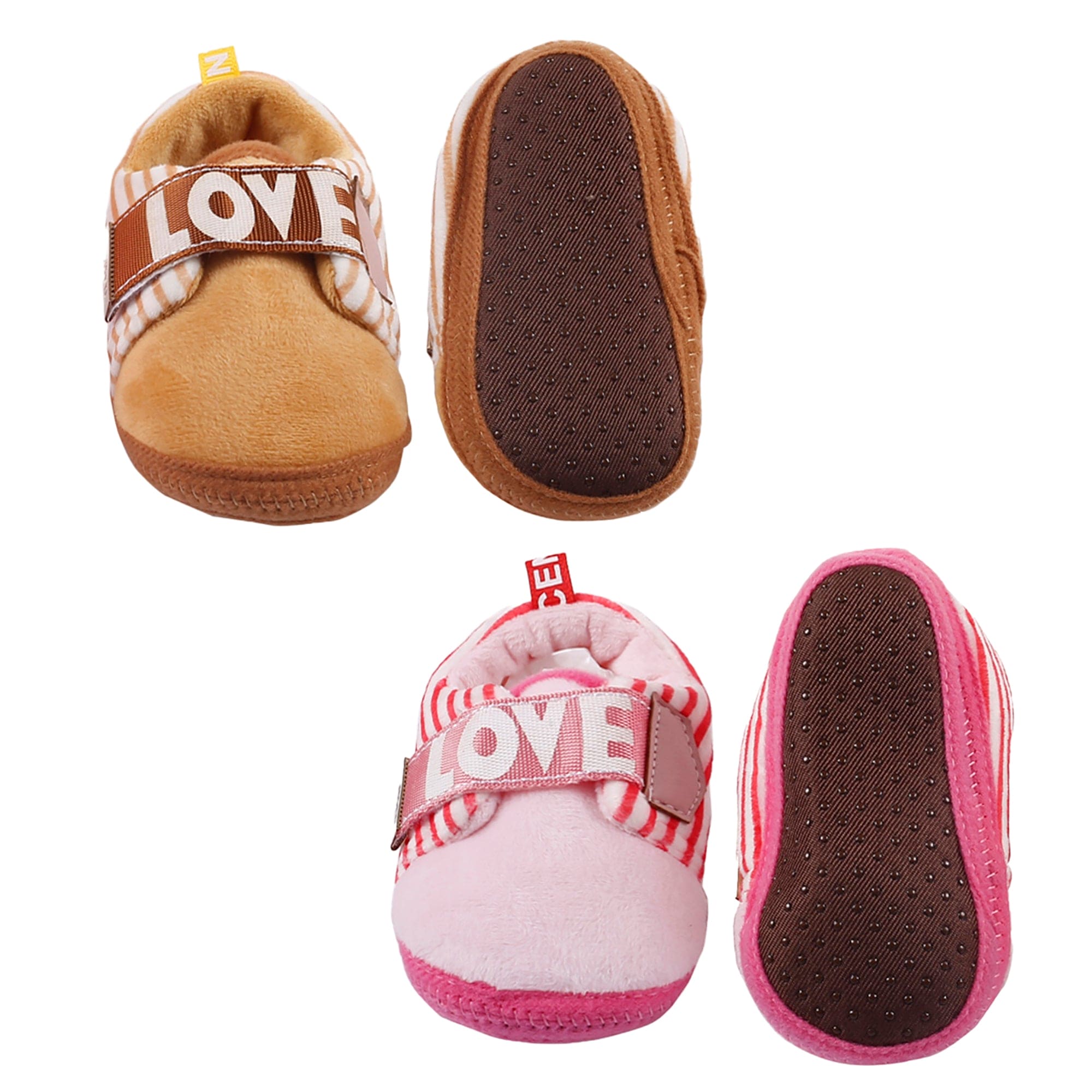 All About Love Brown And Pink 2 Pk Booties