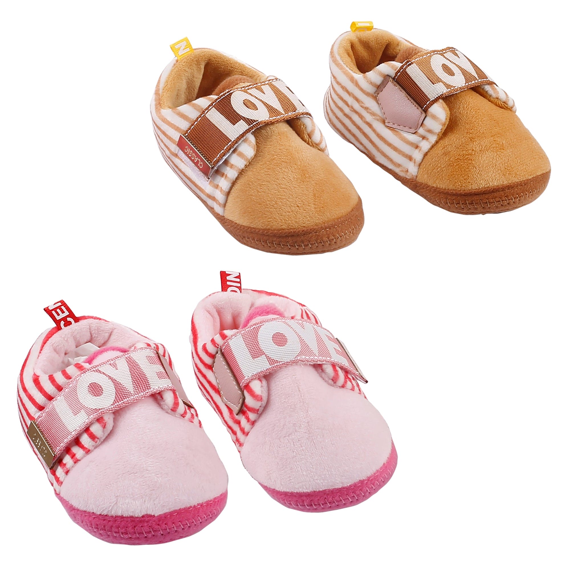 All About Love Brown And Pink 2 Pk Booties