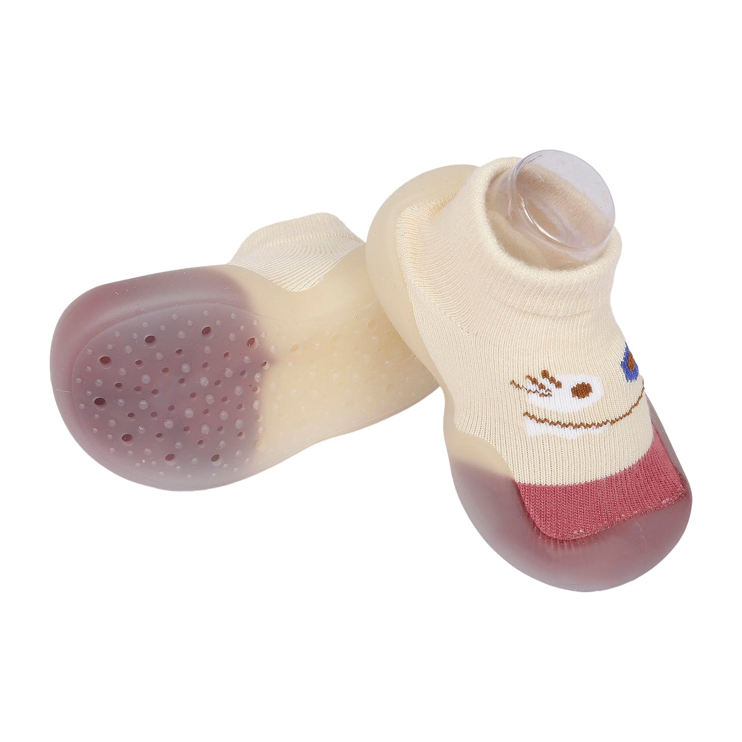 Cute Eye Anti-Skid Slip-On Rubber Sole Shoes - Cream, Maroon