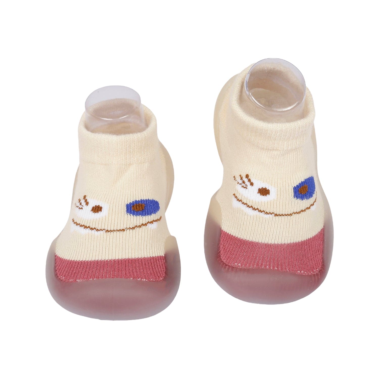 Cute Eye Anti-Skid Slip-On Rubber Sole Shoes - Cream, Maroon