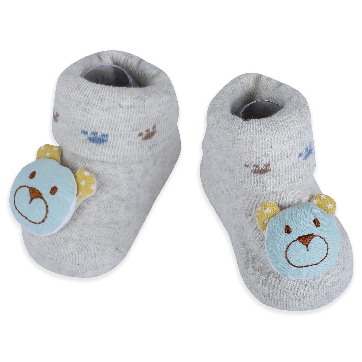 Baby Moo Cuddly Bear Cotton Anti-Skid 3D Socks - Grey - Baby Moo