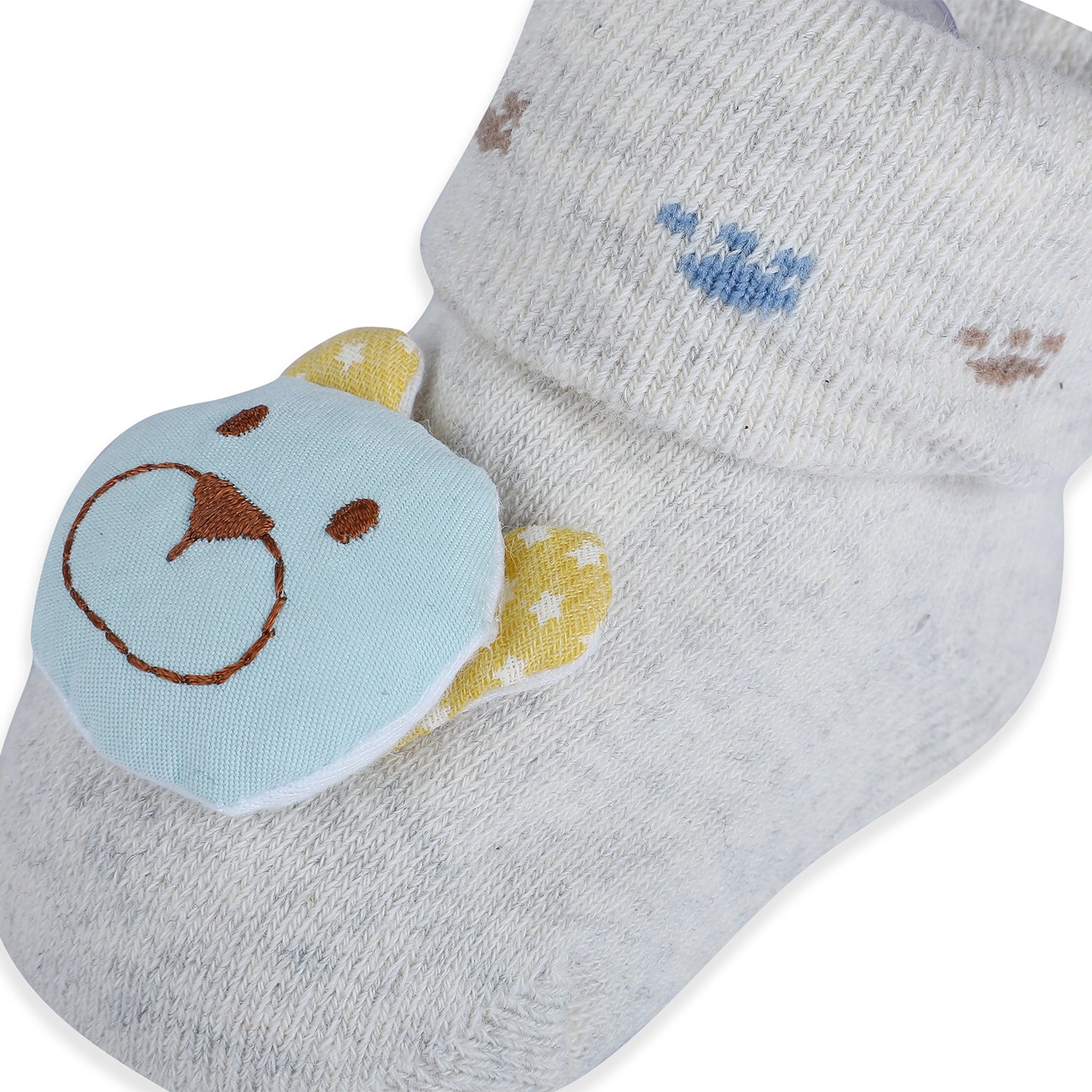 Baby Moo Cuddly Bear Cotton Anti-Skid 3D Socks - Grey - Baby Moo