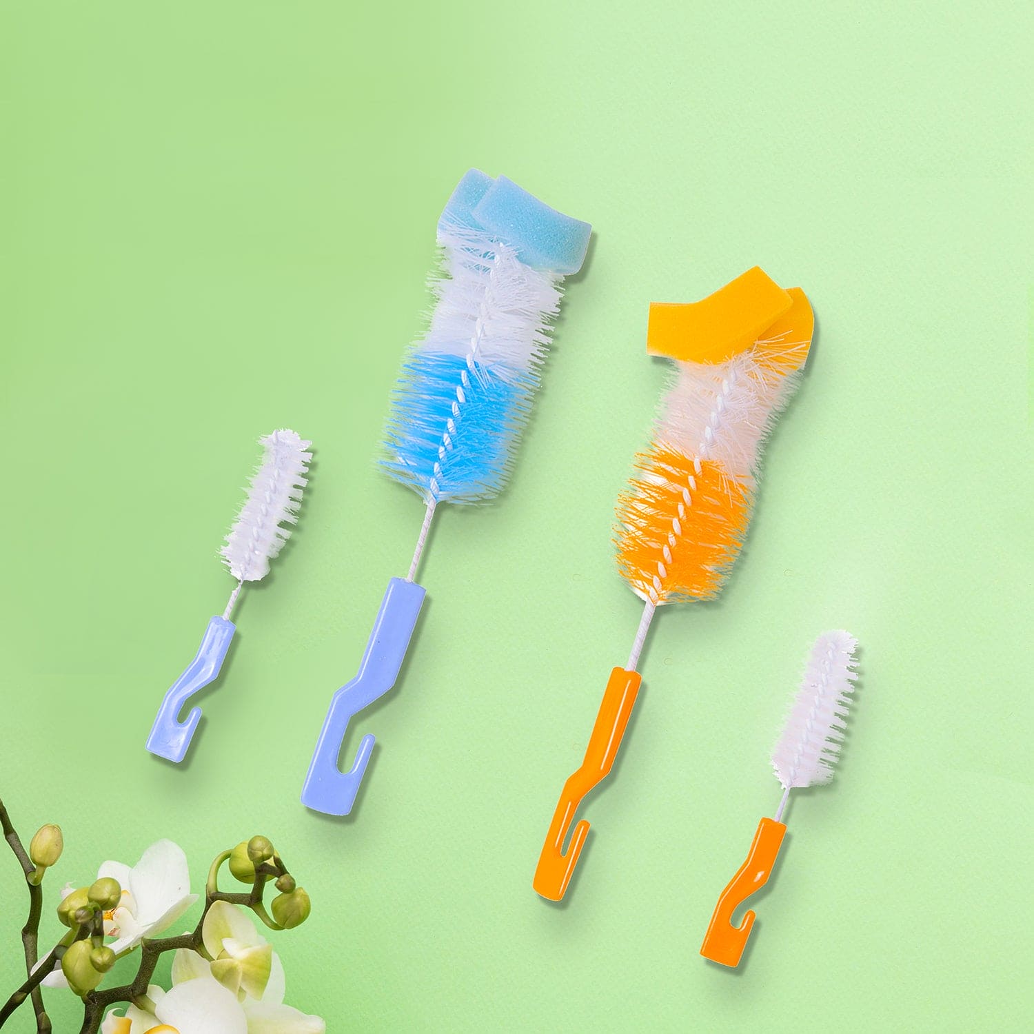 Twist And Turn Orange And Blue 2 Bottle And 2 Nipple Cleaning Brush Set of 4