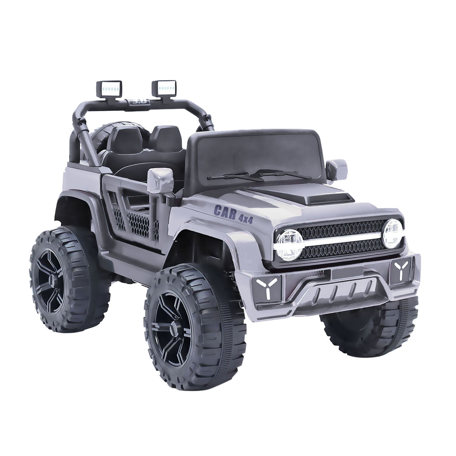 Baby Moo Ride On Jeep For Kids With Rechargeable 12V Battery Remote Control Double Seat - Grey