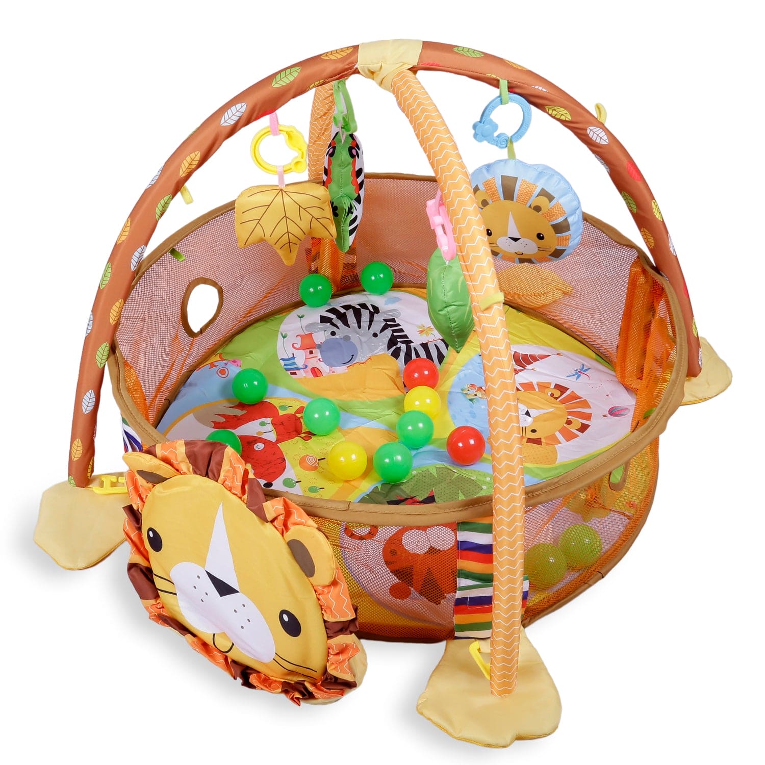 Lion Infant Play Mat Activity Gym With Hanging Toys And Balls Yellow