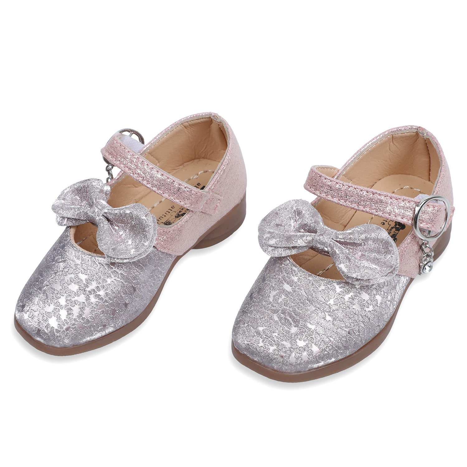 Baby Moo x Bash Kids Bow Applique Embellished Party Ballerinas - Pink