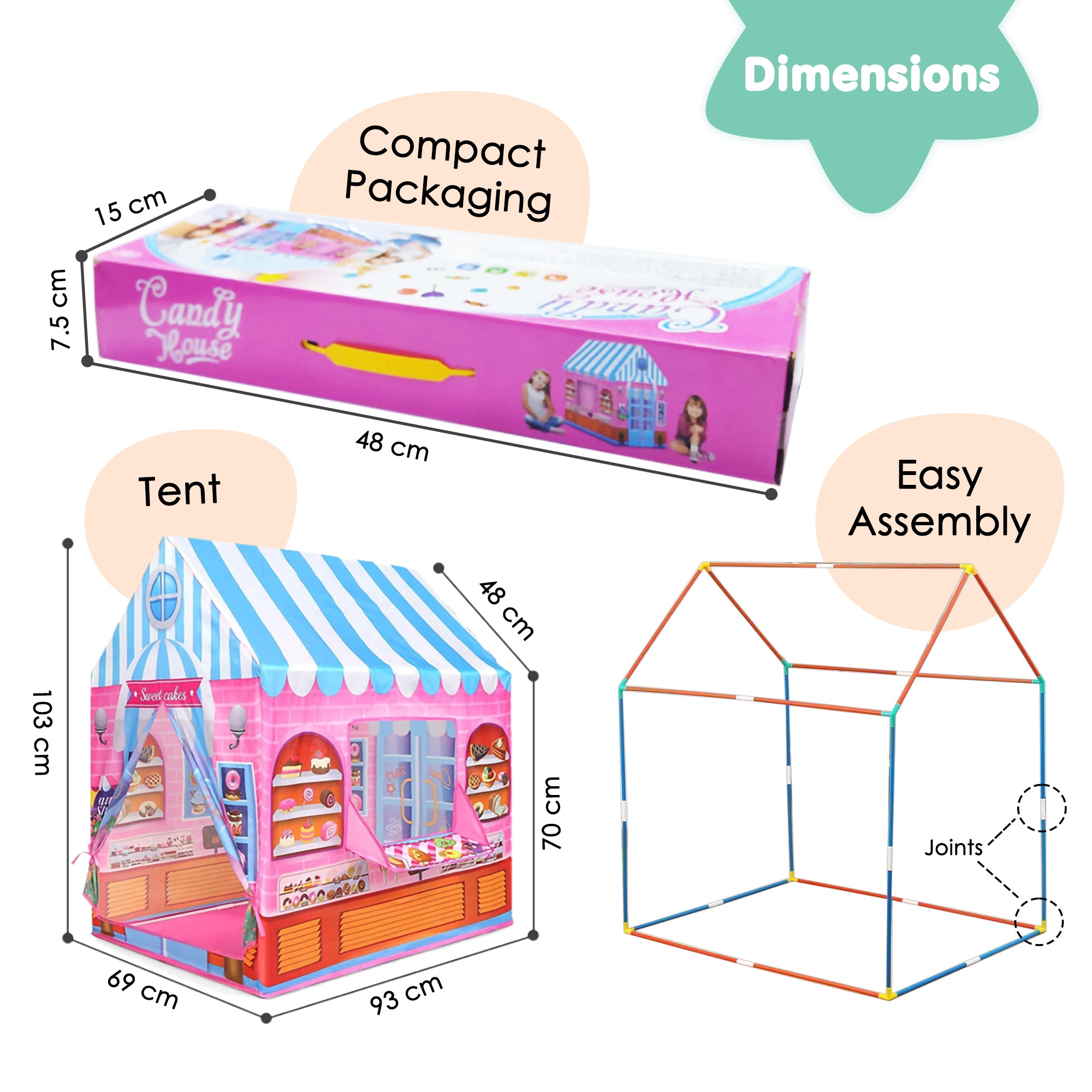 Playtime Foldable Tent House Cake Shop - Pink