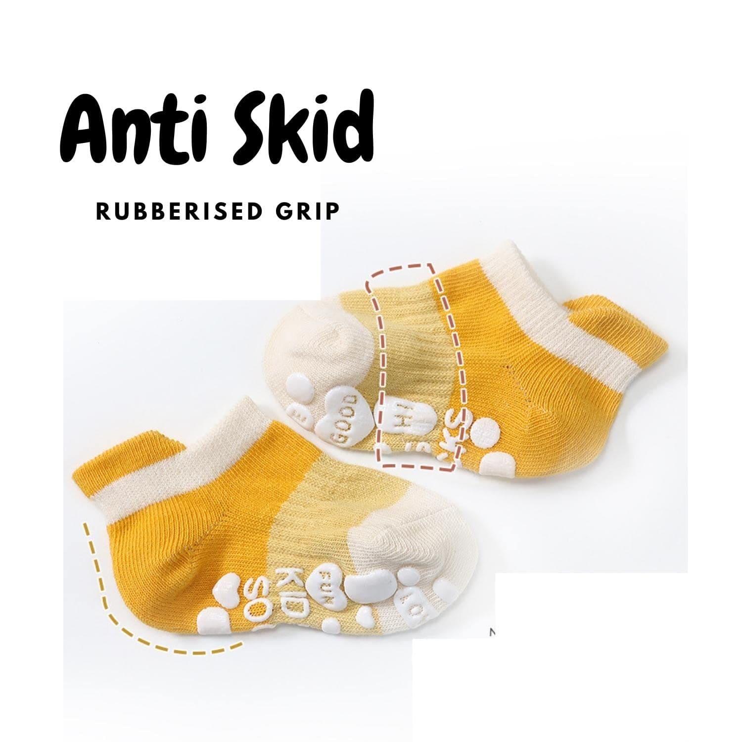 Baby Moo Monochrome Stylish Anti-Skid Adorable 5 Pack Socks - Multicolour - Baby Moo