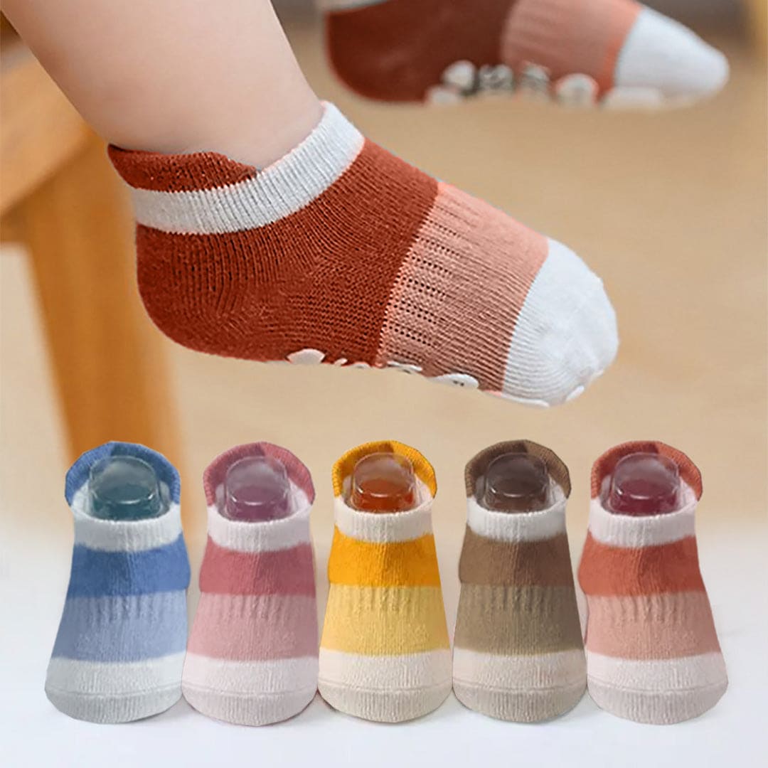 Baby Moo Monochrome Stylish Anti-Skid Adorable 5 Pack Socks - Multicolour - Baby Moo