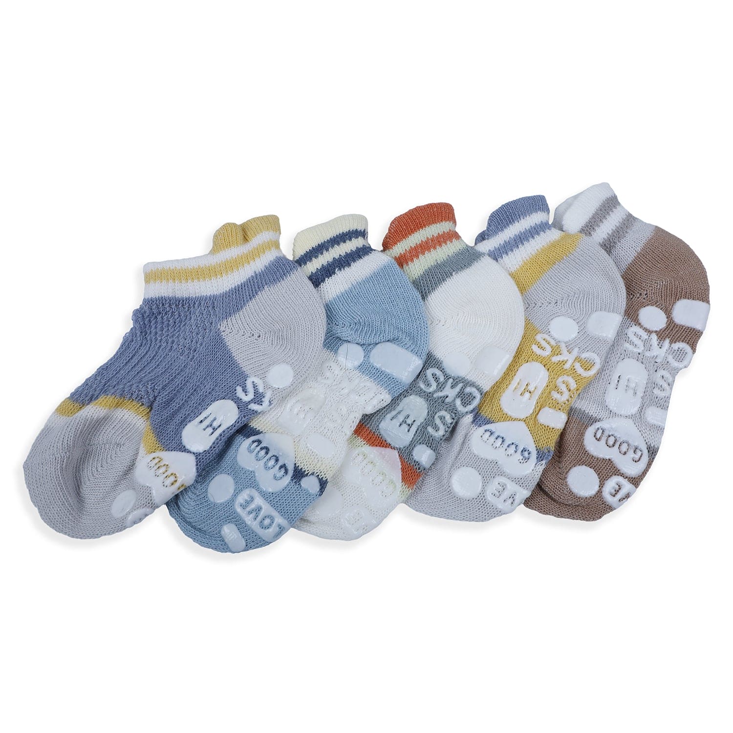 Baby Moo Fun Prints Anti-Skid Adorable 5 Pack Socks - Multicolour - Baby Moo